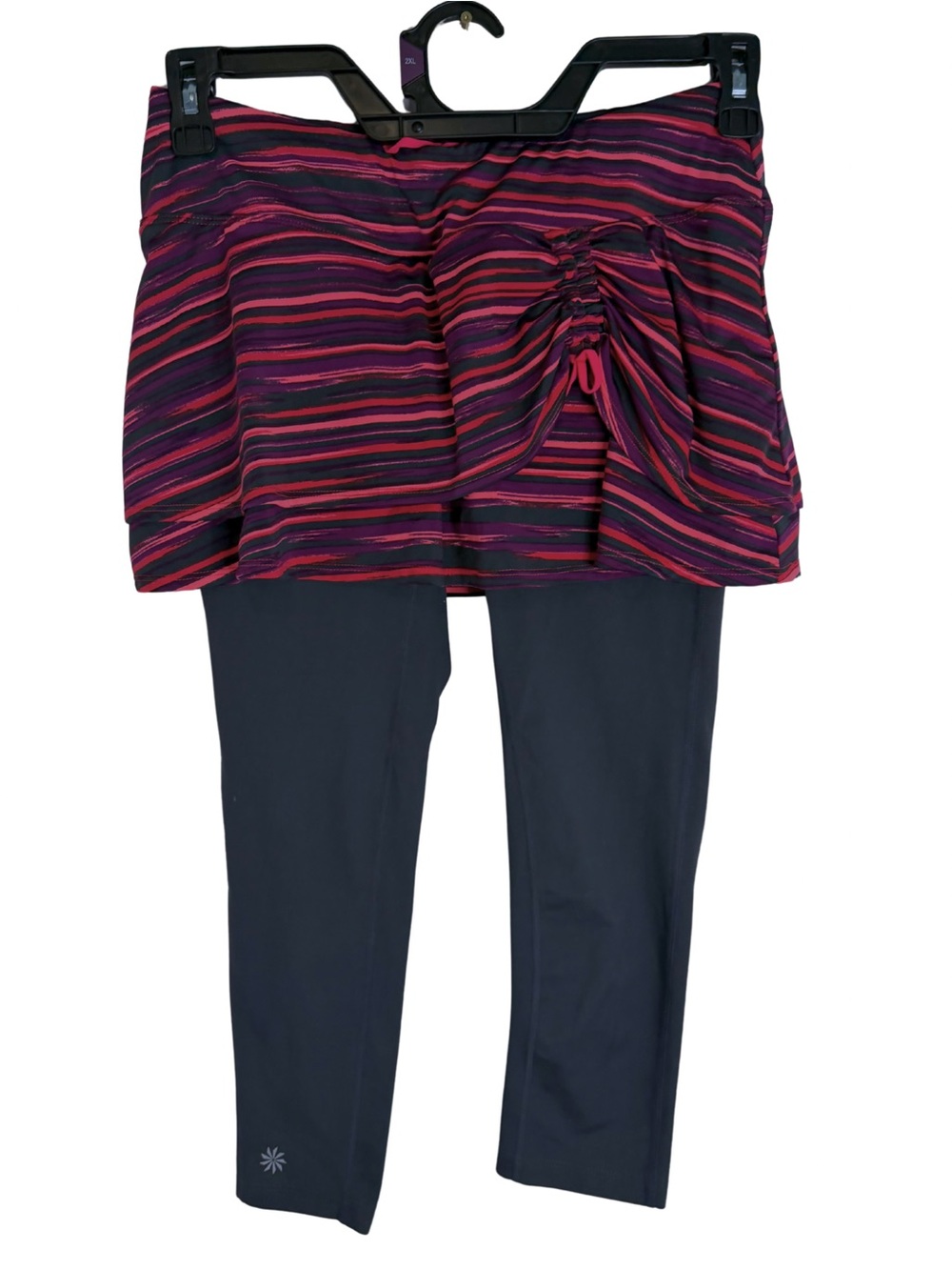 Athleta Gray Leggings with Pink & Purple Striped Skirt Size Small